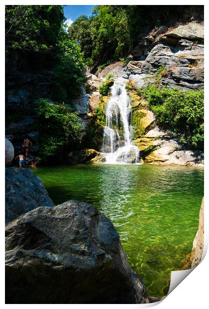 small waterfall in Corsica Print by youri Mahieu