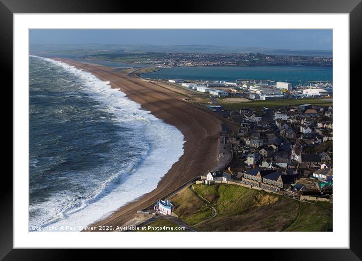Storm Jorge hits Chesil Beach Framed Mounted Print by Paul Brewer