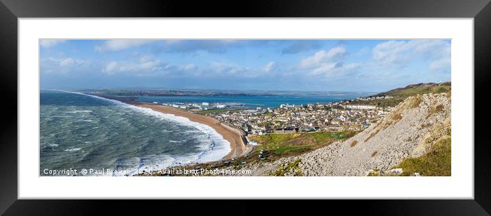 Storm Jorge hits Chesil Beach Castle Cove Portland Framed Mounted Print by Paul Brewer