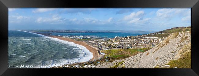 Storm Jorge hits Chesil Beach Castle Cove Portland Framed Print by Paul Brewer