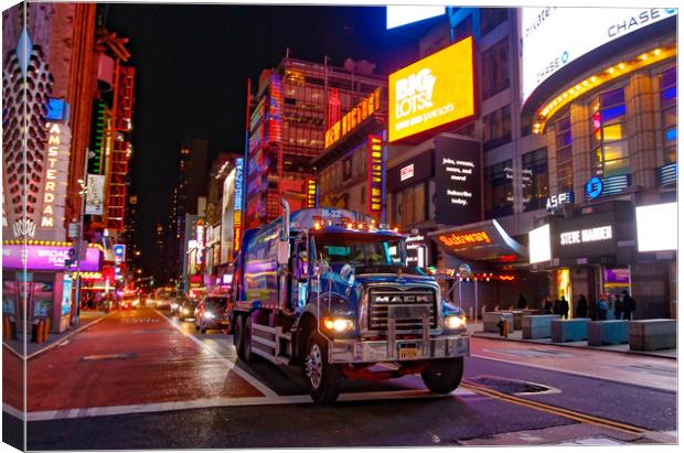 Truck on East 46th St, New York City Canvas Print by Andrew Beveridge