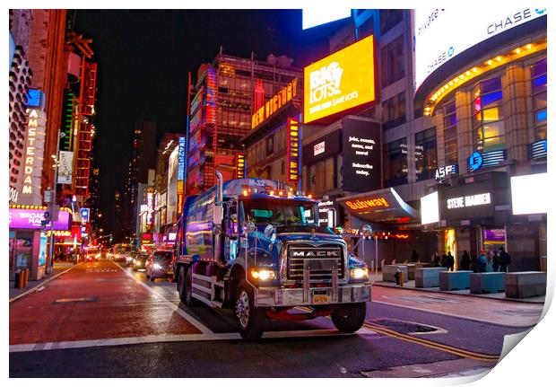 Truck on East 46th St, New York City Print by Andrew Beveridge