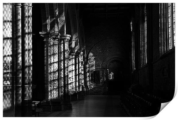 Corridor St Davids Cathedral Print by Brian Beckett