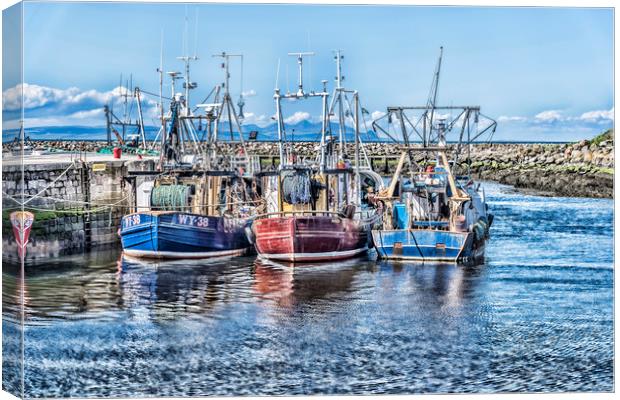 Girvan Fishing Boats Canvas Print by Valerie Paterson