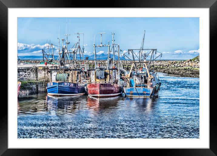 Girvan Fishing Boats Framed Mounted Print by Valerie Paterson