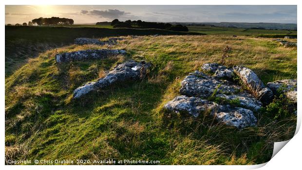 Arbor Low stone circle at Sunset Print by Chris Drabble