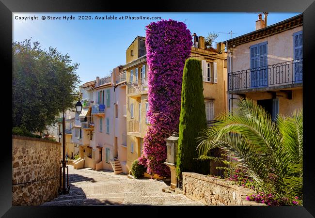 Cannes Old Town, Le Suquet, France Framed Print by Steve Hyde