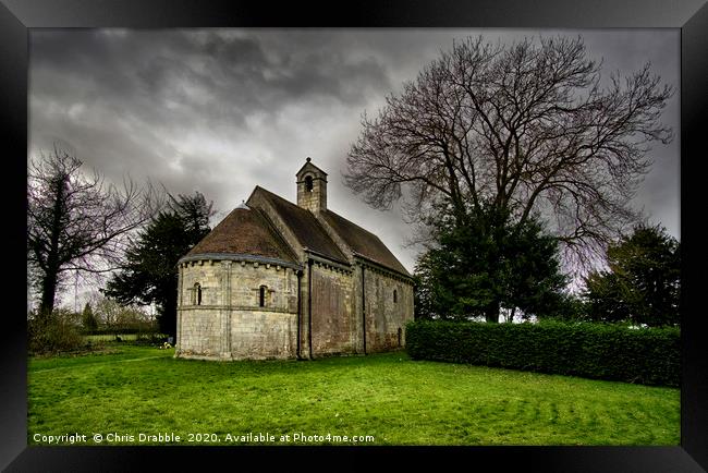 All Saints Chapel, Steetley, under storm clouds Framed Print by Chris Drabble
