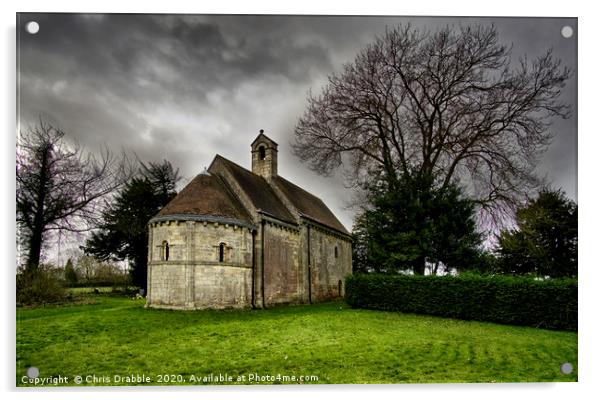 All Saints Chapel, Steetley, under storm clouds Acrylic by Chris Drabble