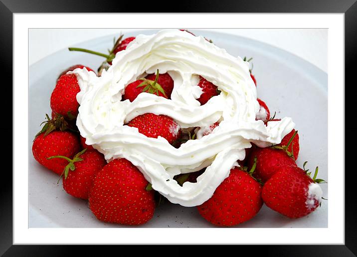 Strawberry's and Cream Framed Mounted Print by JEAN FITZHUGH