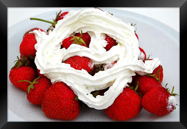 Strawberry's and Cream Framed Print by JEAN FITZHUGH