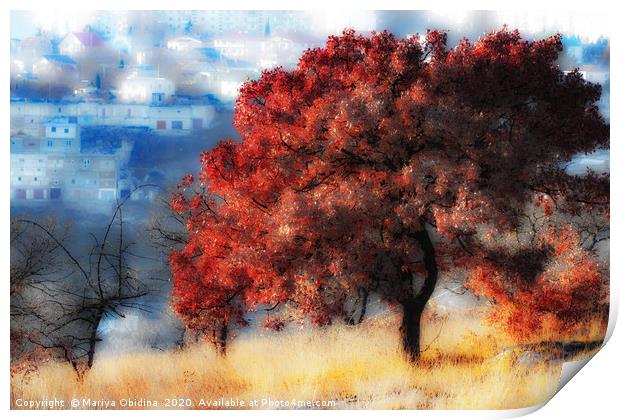 Watercolor autumn Print by Mariya Obidina