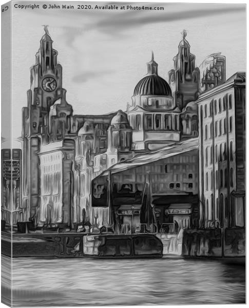 Royal Albert Dock And the 3 Graces  Canvas Print by John Wain