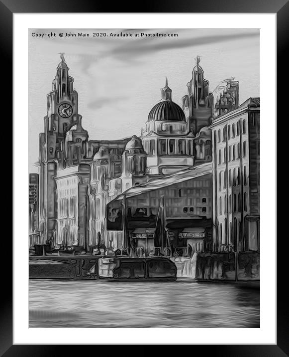 Royal Albert Dock And the 3 Graces  Framed Mounted Print by John Wain