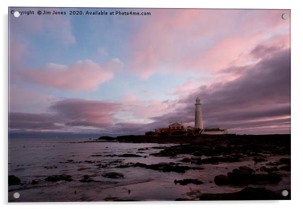 St Mary's Island under a pastel sky (2) Acrylic by Jim Jones