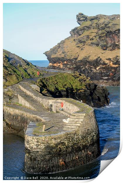 Boscastle Harbour Entrance. Print by Dave Bell
