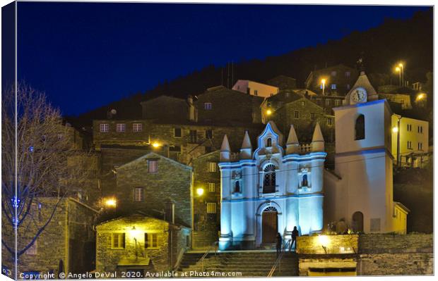 Church at night in Piodao Canvas Print by Angelo DeVal