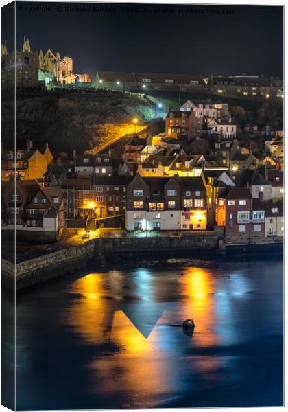 Whitby Harbour Reflections Canvas Print by Richard Burdon