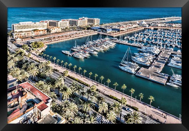 Alicante Marina From Above Framed Print by Valerie Paterson