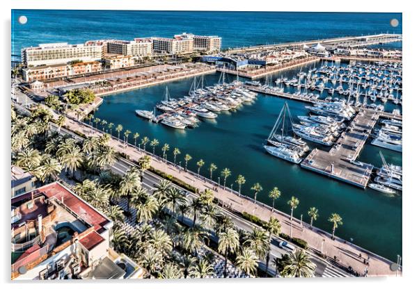 Alicante Marina From Above Acrylic by Valerie Paterson