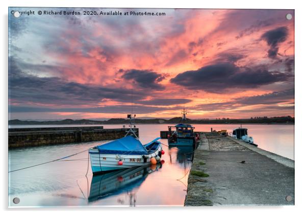 Sunset at Beadnel harbour Acrylic by Richard Burdon