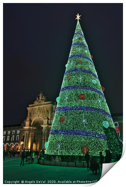 Christmas at Terreiro do Paco in Lisbon Print by Angelo DeVal