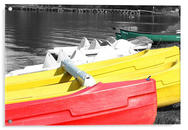 Coloured Boats Acrylic by kelly Draper