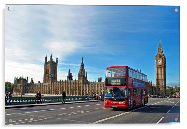 London's Iconic Red Bus and Landmarks Acrylic by Andy Evans Photos