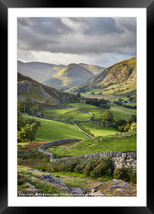 Valley Hills Framed Mounted Print by Si Betteridge