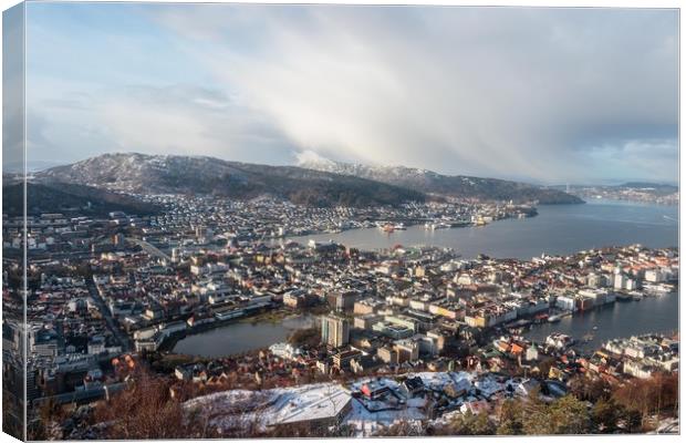 Looking Down on Bergen, Norway Canvas Print by Wendy Williams CPAGB