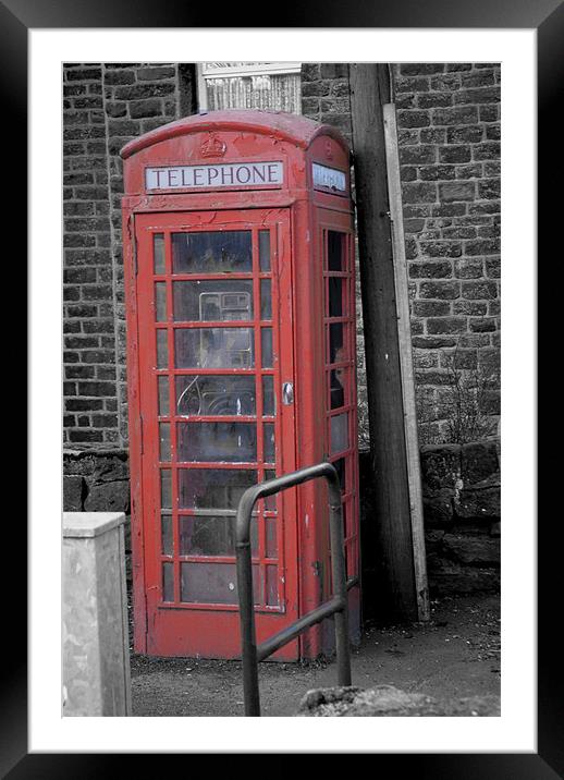 Red Telephone Box Framed Mounted Print by JEAN FITZHUGH