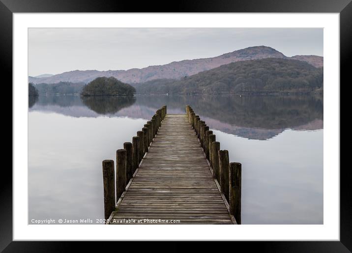 Long jetty on Coniston Water Framed Mounted Print by Jason Wells