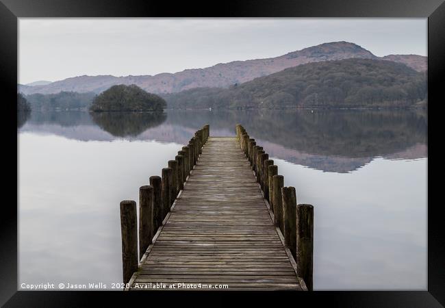 Long jetty on Coniston Water Framed Print by Jason Wells