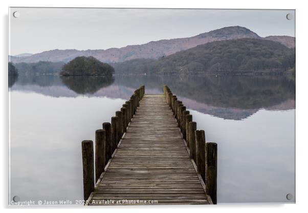 Long jetty on Coniston Water Acrylic by Jason Wells