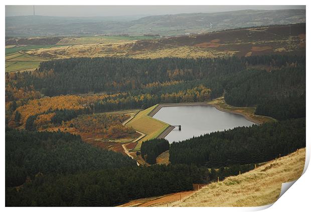 The Reservoir and The Moorlands in Saddleworth Print by JEAN FITZHUGH