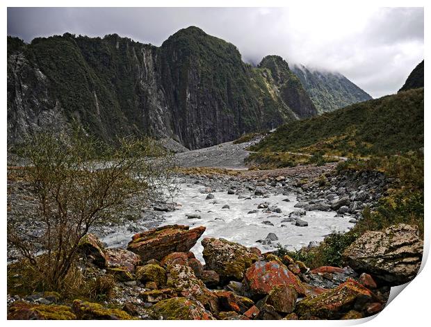 Glacial stream, New Zealand Print by Martin Smith