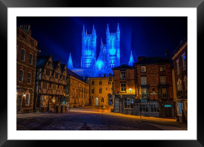 Lincoln Cathedral in NHS blue Framed Mounted Print by Andrew Scott