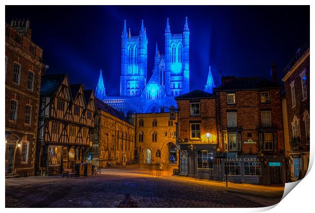 Lincoln Cathedral in NHS blue Print by Andrew Scott