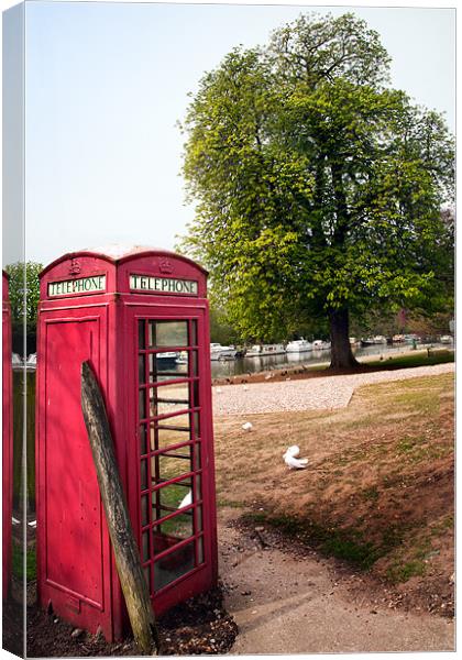 Red Telephone Box in spring Canvas Print by Stephen Mole