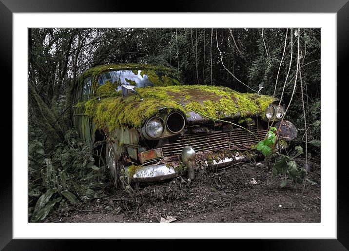 A (non) rolling car gathers some moss Framed Mounted Print by Rob Hawkins