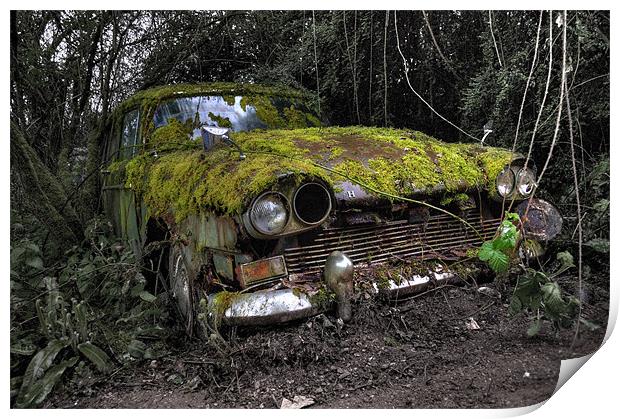 A (non) rolling car gathers some moss Print by Rob Hawkins