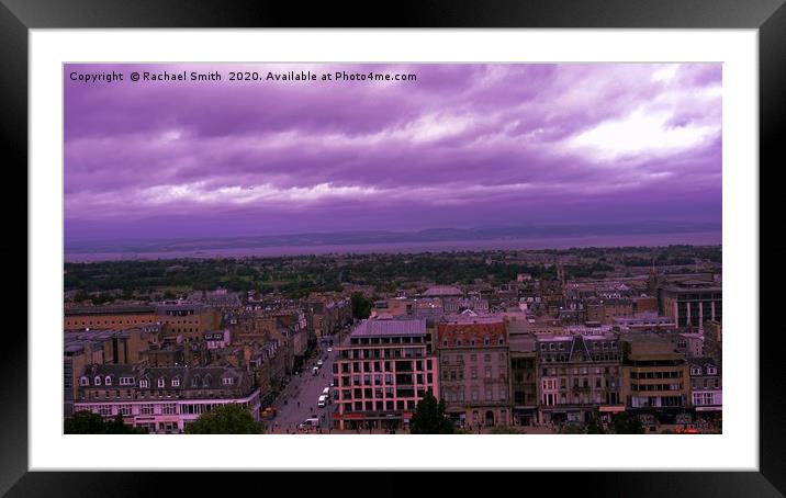 Purple sky over Ediburgh Framed Mounted Print by Rachael Smith