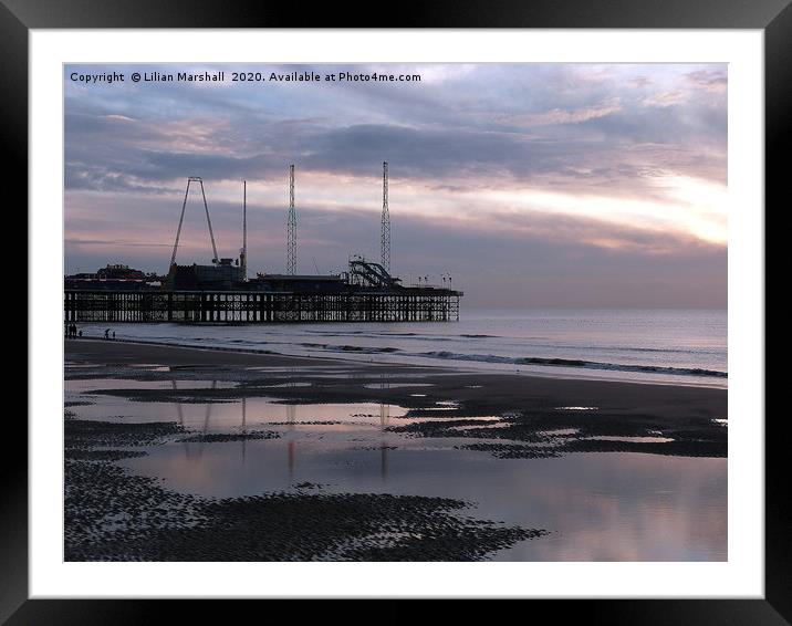 Sunset over South Pier , Blackpool  Framed Mounted Print by Lilian Marshall