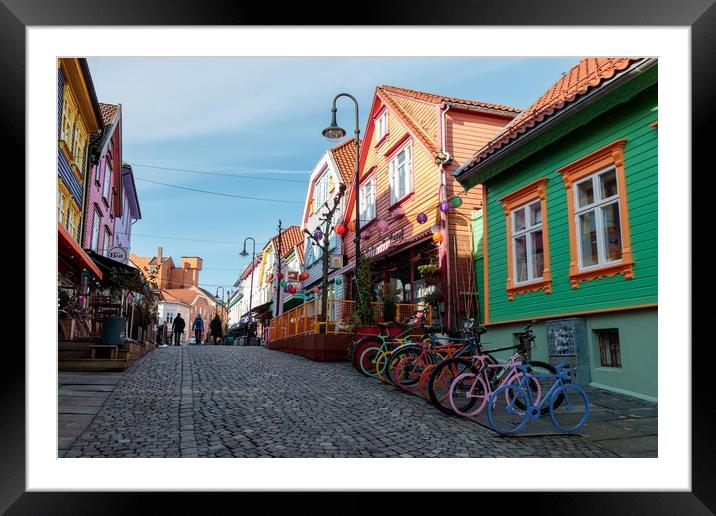 Bright Stavanger Street, Norway Framed Mounted Print by Wendy Williams CPAGB