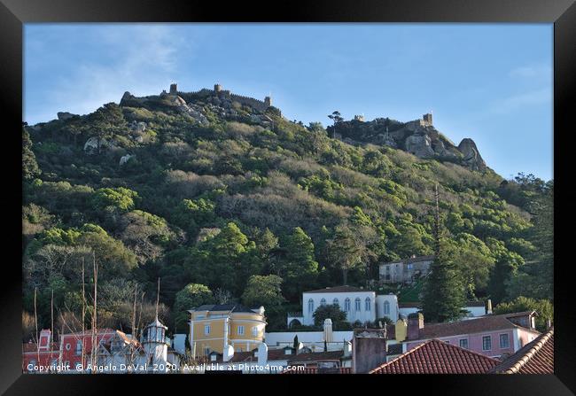 Castelo dos Mouros and Rooftops in Sintra Framed Print by Angelo DeVal