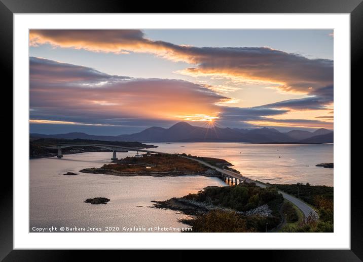 Skye Bridge Sunset Cuillins Scotland Framed Mounted Print by Barbara Jones