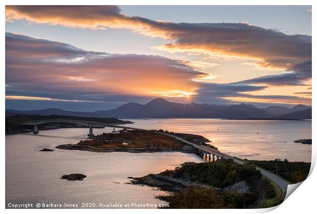 Skye Bridge Sunset Cuillins Scotland Print by Barbara Jones