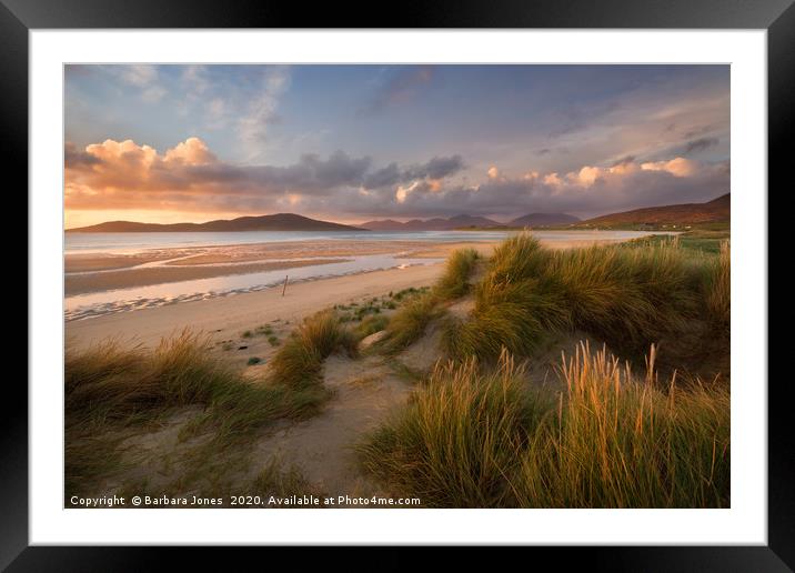 Isle of Harris Sunset Traigh Seilebost Scotland Framed Mounted Print by Barbara Jones