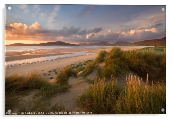 Isle of Harris Sunset Traigh Seilebost Scotland Acrylic by Barbara Jones