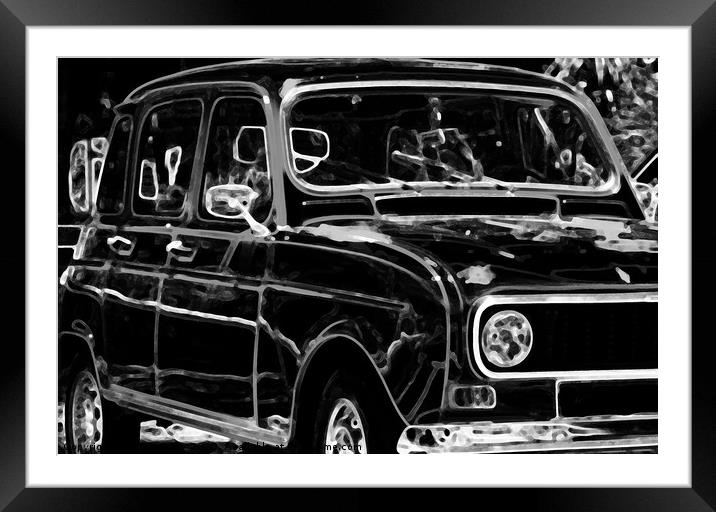 illustration of an old car, drawing of a classic v Framed Mounted Print by Q77 photo